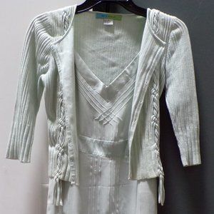 BETH BOWLEY Silk Dress & Sweater Set size S